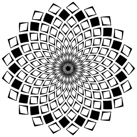 A mandala design featuring squares and geometric patterns