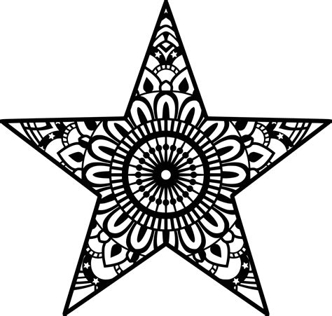 A mandala design featuring stars and geometric patterns