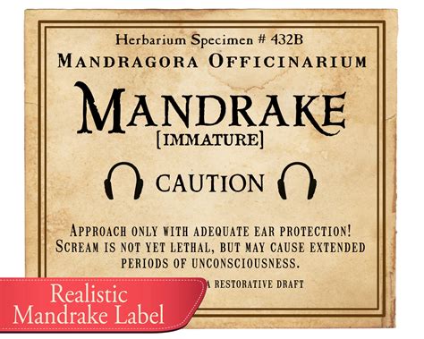 Mandrake Hogwarts label