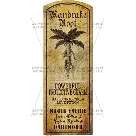 Mandrake magical plant labels