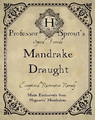 Mandrake potion labels