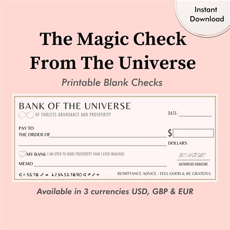 Manifestation blank check template example