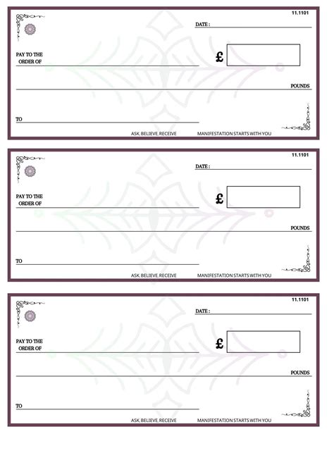 Manifestation blank lottery check template example