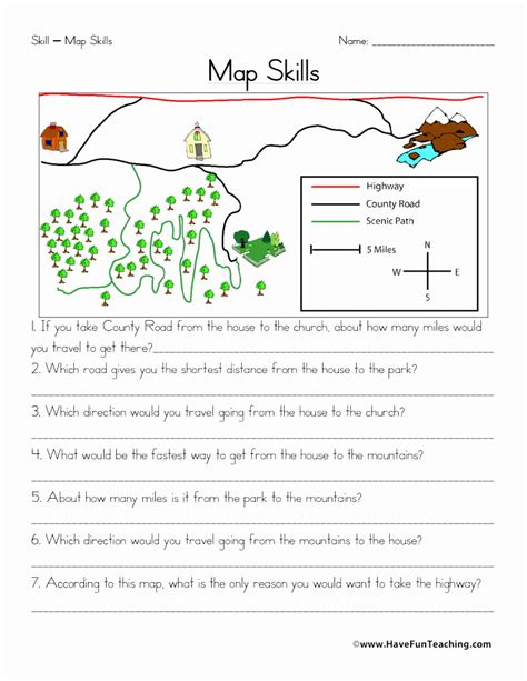 Types of map scale worksheets for kids