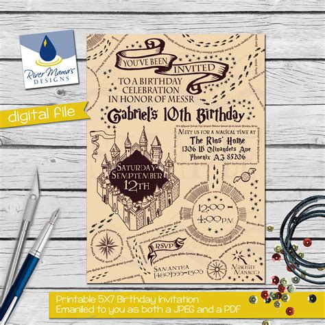 Marauder's Map Birthday Party Invitation Template