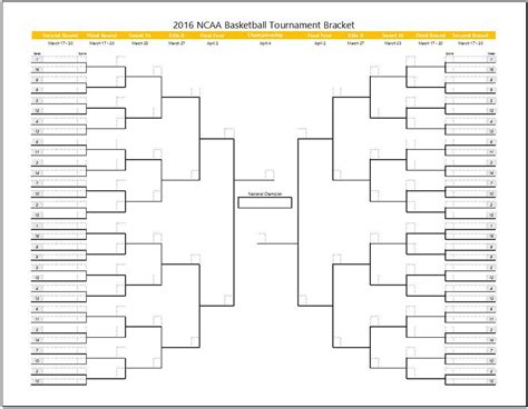 March Madness Tournament Bracket Template