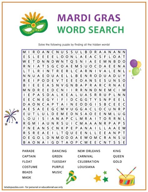 Mardi Gras Word Search Conclusion