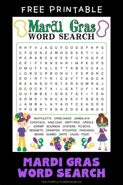 Mardi Gras Word Search for Kids