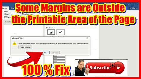 Margins outside printable area