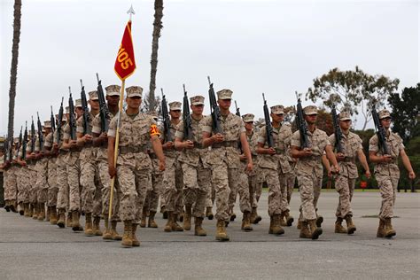 Marine Boot Camp Recruits Marching