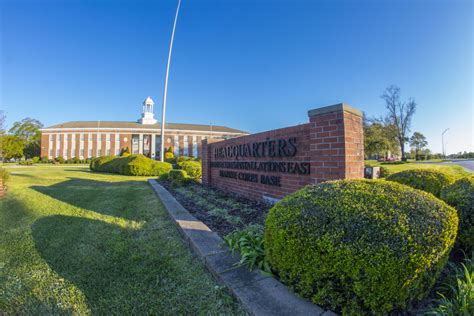 A Marine Corps base with buildings and barracks