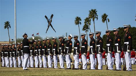 Marines of the 1st Battalion 7th Marines participating in a ceremony