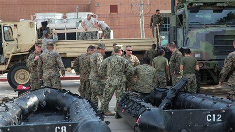 Marine Corps Engineers conducting disaster relief operations