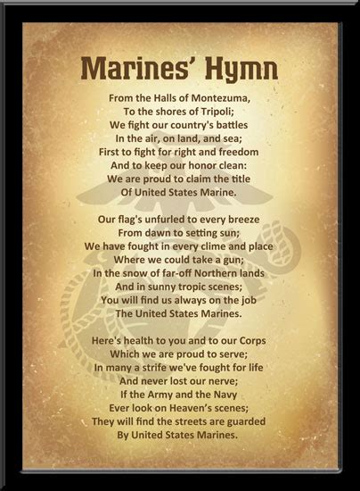 Marine Corps Hymn lyrics