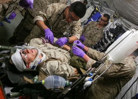 Marine Corps medics working in medical facility