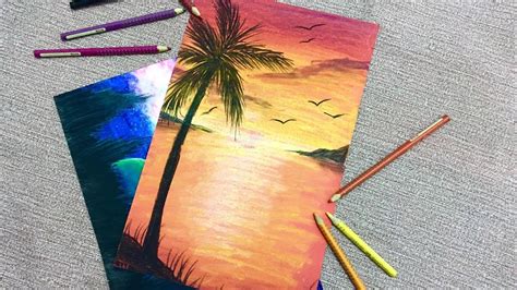 Marine crayon art drawing