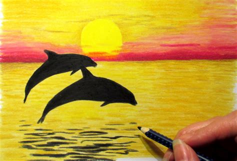 Marine crayon art landscape