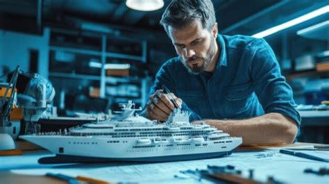 Marine engineer designing a ship