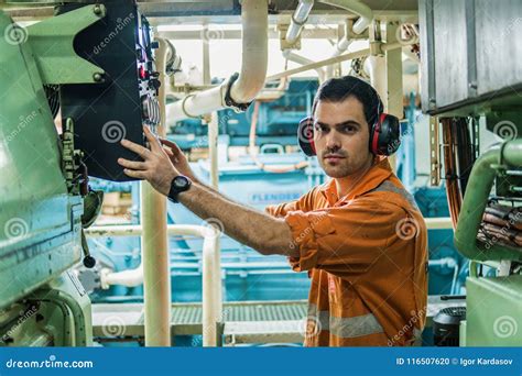 Marine engineer inspecting a ship