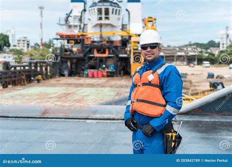 Marine engineer working at sea