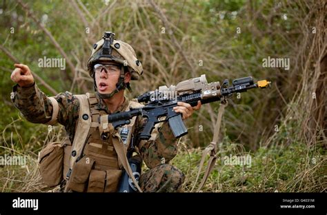 Marine machine gunner providing close fire support