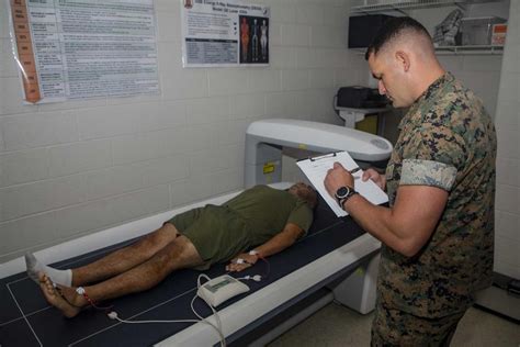 Marine having body fat measured