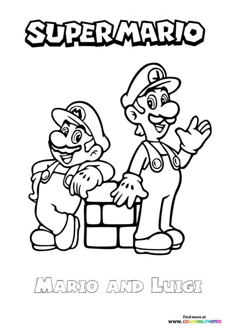 Mario and Luigi Coloring Page for Kids