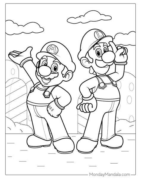 Mario and Luigi coloring pages for kids