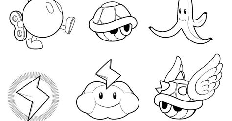 Mario Brothers power-ups coloring page.