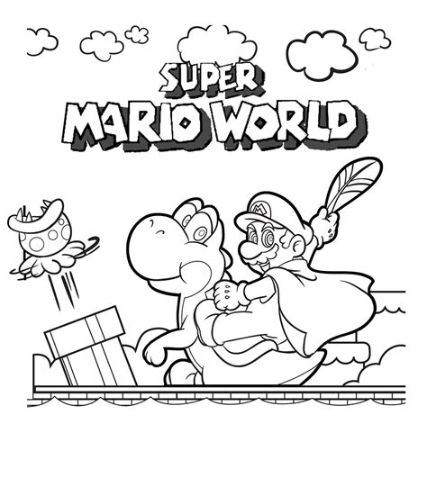 Mario-themed Landscape Coloring Page