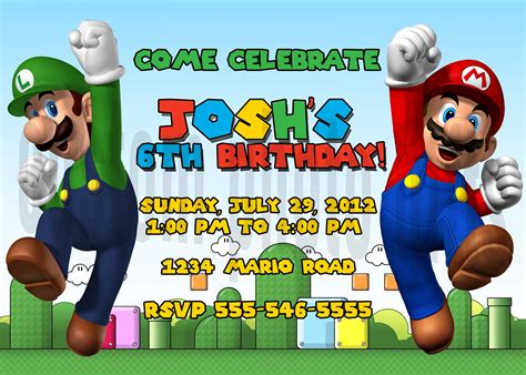 Mario Luigi DIY Party Invitation