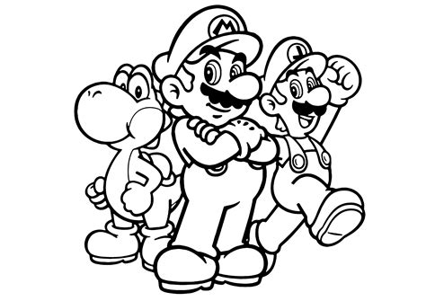 Mario and Luigi Yoshi Coloring Pages