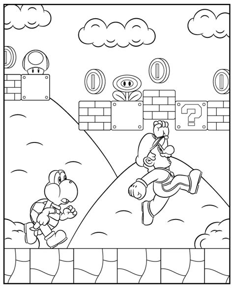 Mario scene coloring pages