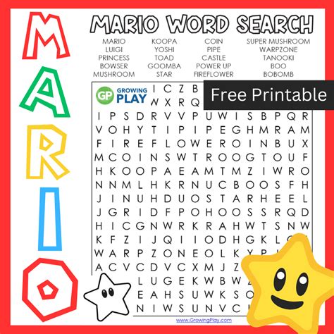 Mario Word Search Printable Fun For Kids