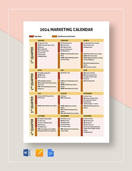 Marketing Calendar Template