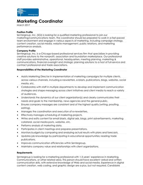 Marketing Coordinator Resume Template