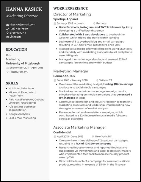 Marketing Director Resume Template Example