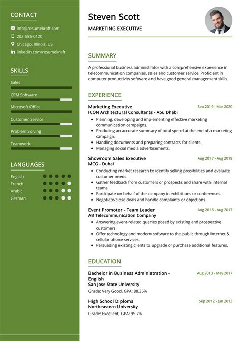 Marketing Executive Resume Example