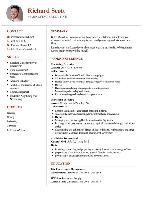 Marketing Executive Resume Format