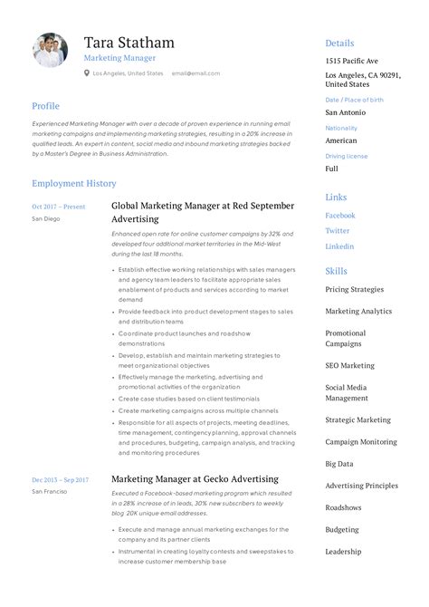 Marketing Manager Resume Template