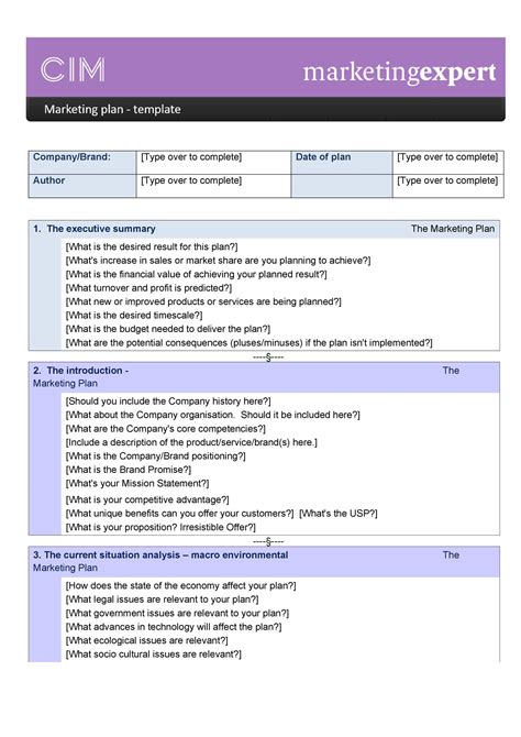 Marketing Plan Template Adjustments Revisions Changes