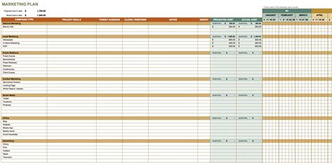 Marketing Plan Template in Excel Sample