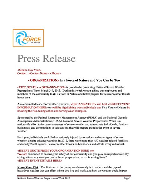 Marketing Press Release Template