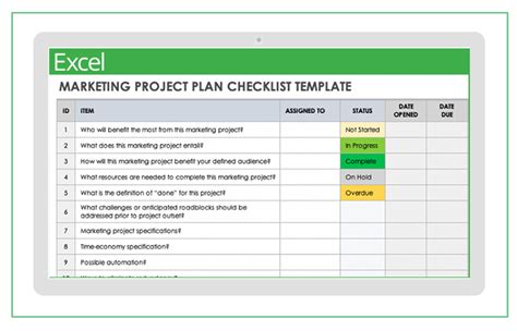 Marketing project management template