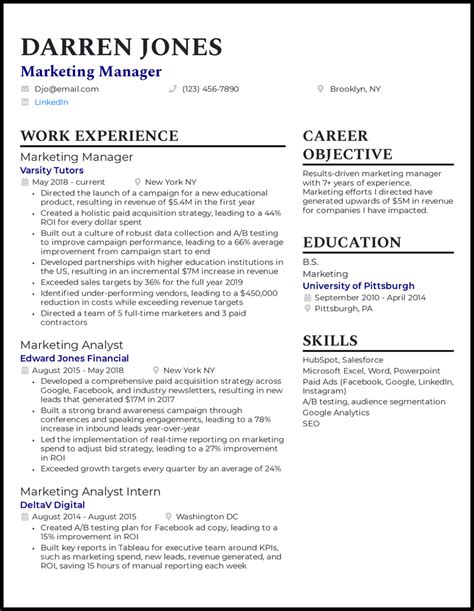 Marketing Resume Template 10