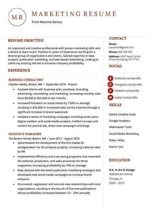 Using a Marketing Resume Template