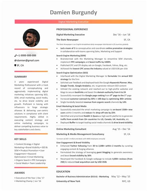 Marketing Resume Template 1