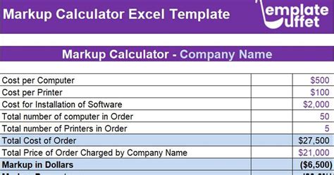 Markup Excel Template