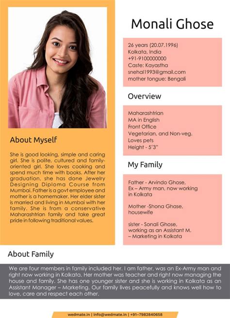 Marriage Biodata Template Sample 4