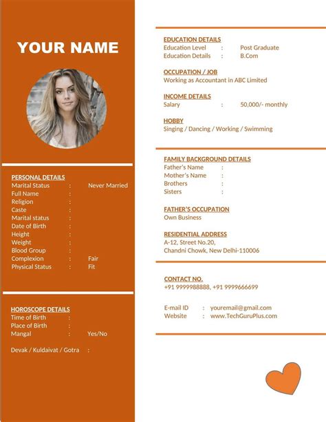 Marriage Biodata Templates in Word